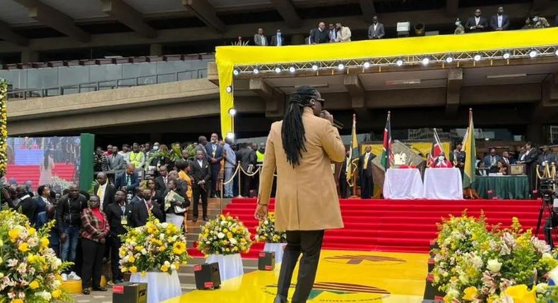 Nyashinski performs at KICC during Sakaja swearing in