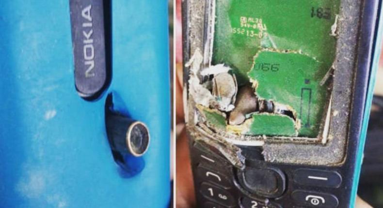 The Nokia phone was destroyed but it saved a man.