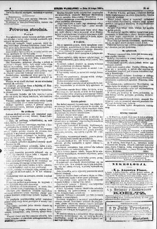 "Kurier Warszawski" z 18 lutego 1890 r.