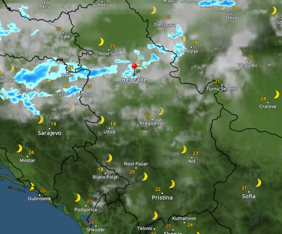 Kretanje nevremena u 23 sata