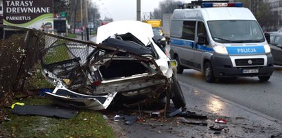 Białe Audi wypadło z drogi na al. Włókniarzy