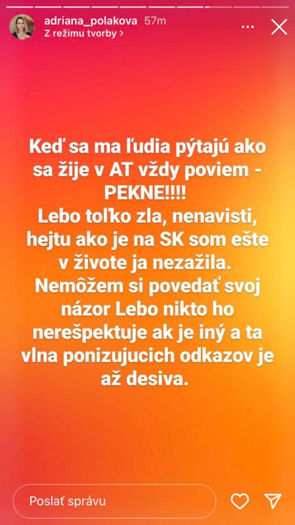 Adriana Poláková napísala svoj názor.