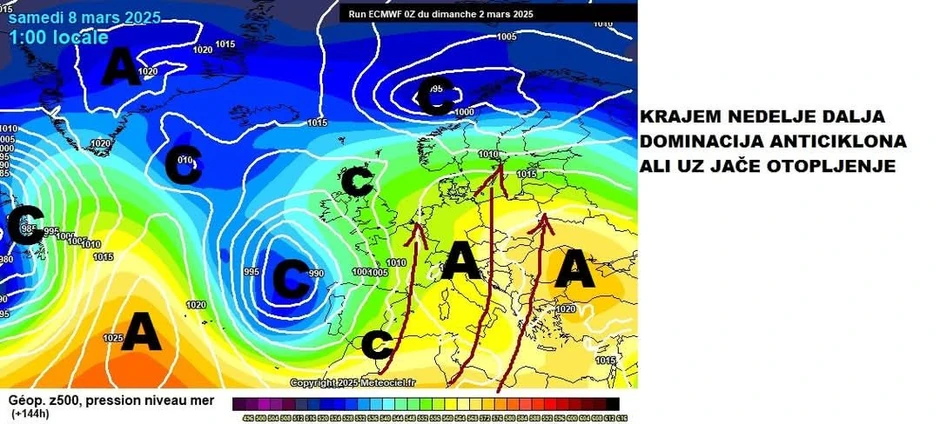 (MAPA) Vreme krajem nedelje