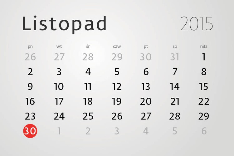 <strong>30 listopada</strong><br><br>– termin ustalenia liczby osób ubezpieczonych, zgłoszonych do ubezpieczenia chorobowego