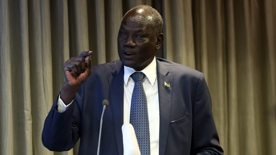 Michael Makuei Lueth, minister informacji w Sudanie Południowym.