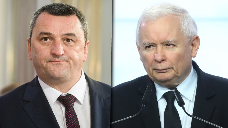 Poseł PiS Marek Wesoły i prezes PiS Jarosław Kaczyński