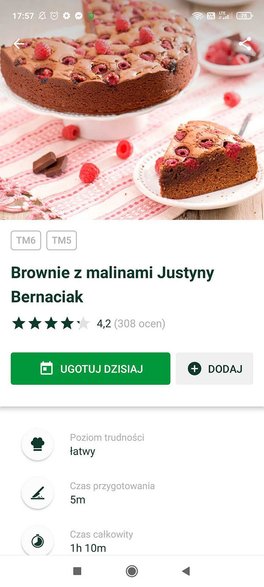 Brownie z malinami