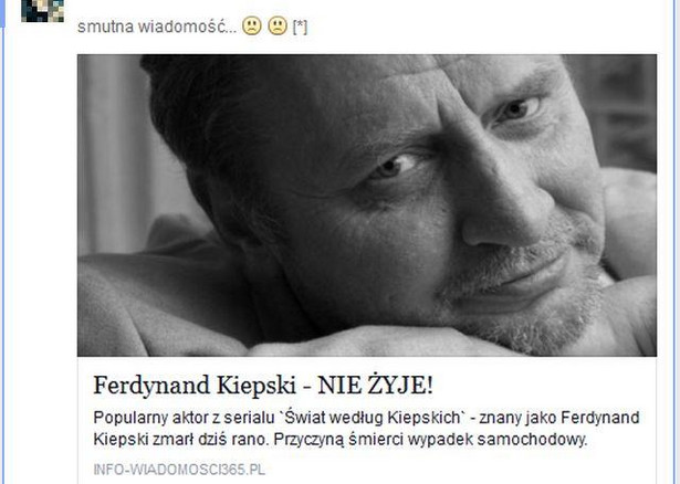 "Ferdynand Kiepski nie żyje". Kolejne oszustwo na śmierć znanego aktora