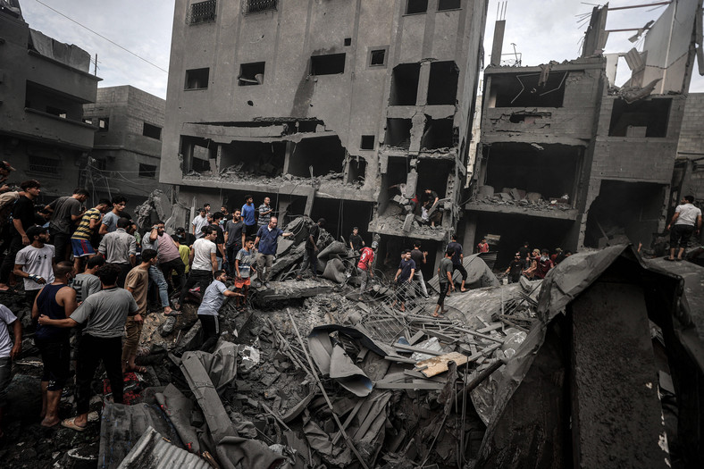 Gaza po bombardowaniu. Zdjęcie z 27 października 2023 r.