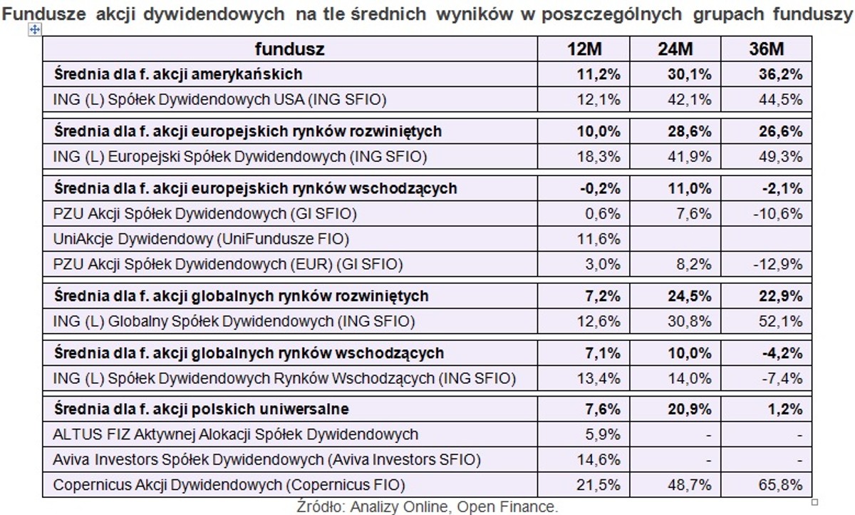 Fundusze akcji dywidendowych