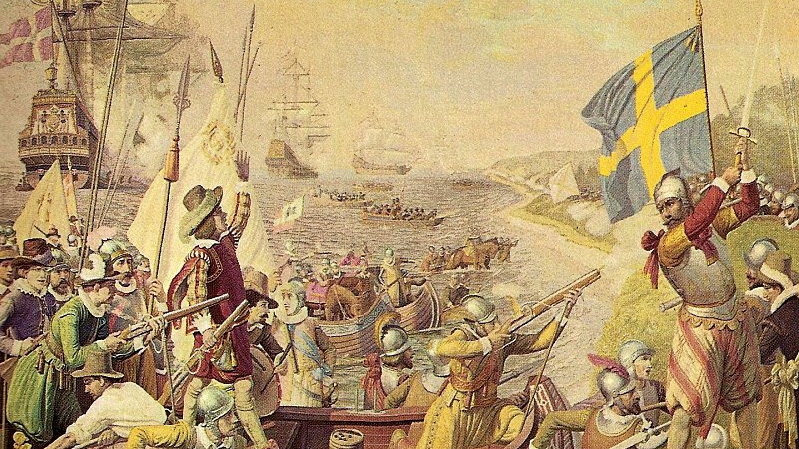 Przedstawienie wojny kalmarskiej. Konflikt trwający od 1611 do 1613 roku, toczony między Danią-Norwegią a Królestwem Szwecji.