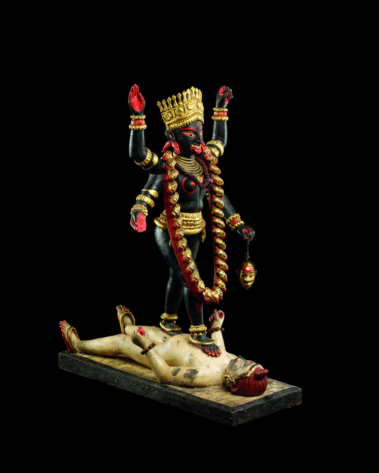 Kali striding over Shiva (prawdopodobnie Krishnanagar, Bengal, lata 90. XIX wieku)