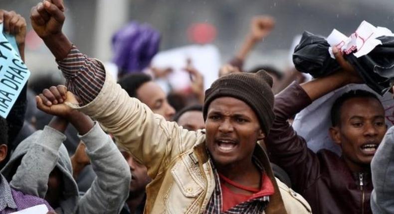 Oromo protesters took to the streets of the capital, Addis Ababa, on Saturday, August 6, 2016