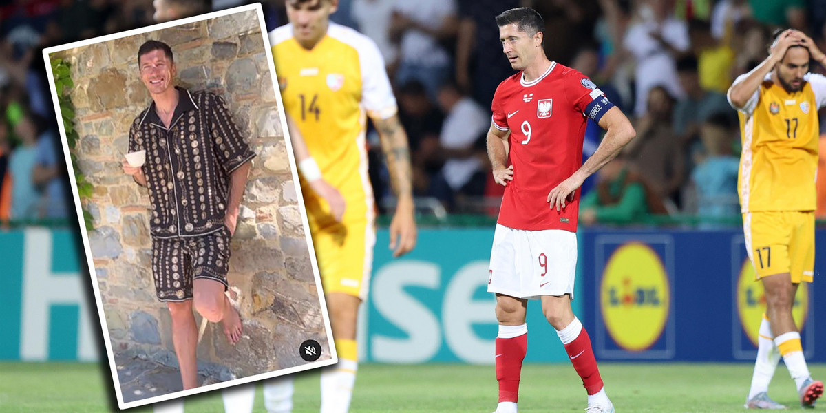 Piżama Lewandowskiego podczas włoskich wakacji kontra wspomnienie przegranej w Mołdawii. W sieci fani znajdą najmniejszy powód do ataku na naszego kapitana kadry. 