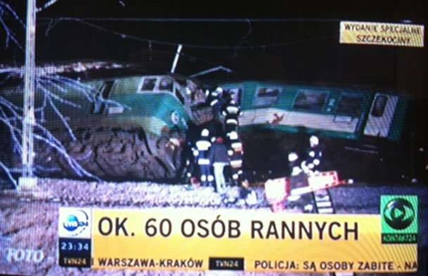 Katastrofa kolejowa! 60 osób rannych! Pociąg jechał do Warszawy