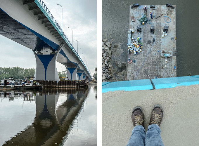 Most w Kamieniu składa się z 10 przęseł, dwa szczytowe przęsła mają 80 metrów, a osiem przęseł w środku - 108 metrów. <br><br> fot. (zuz) PAP/Wojciech Pacewicz