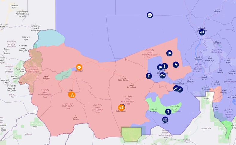 Mapa, Južni Kordofan u Sudanu