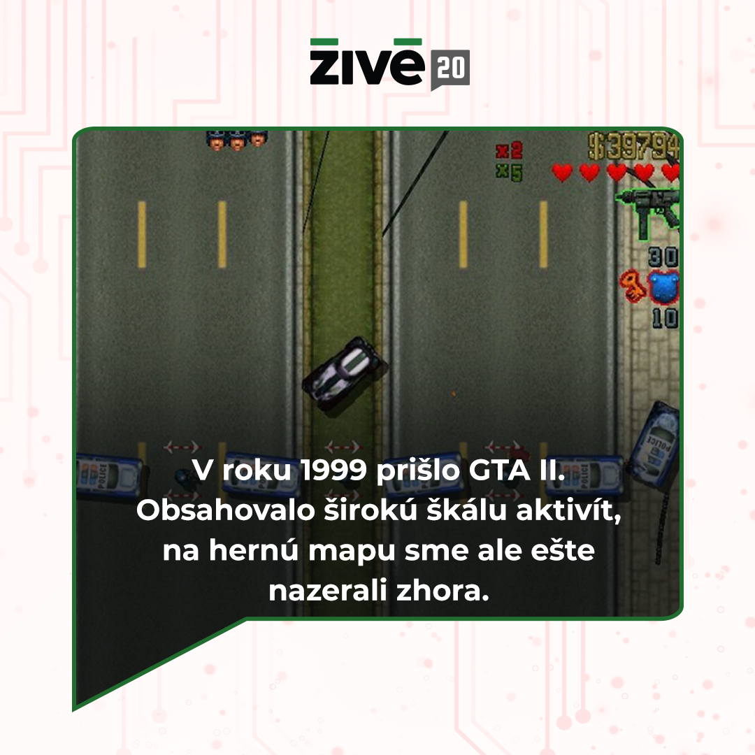 GTA II obsahovalo širokú škálu aktivít, na hernú mapu sme ale nazerali z pohľadu zhora.