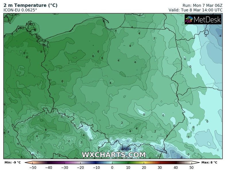 Na wschodzie temperatura jedynie nieznacznie przekroczy 0 st. C