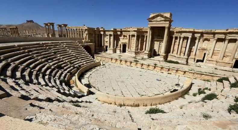 The Roman amphitheatre in the ancient city of Palmyra in Syria, pictured on March 31, 2016