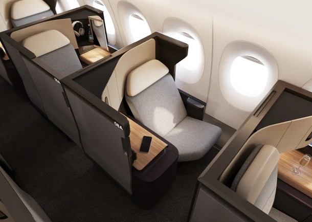 Miejsca w biznes klasie na pokładzie samolotu Qantas A350