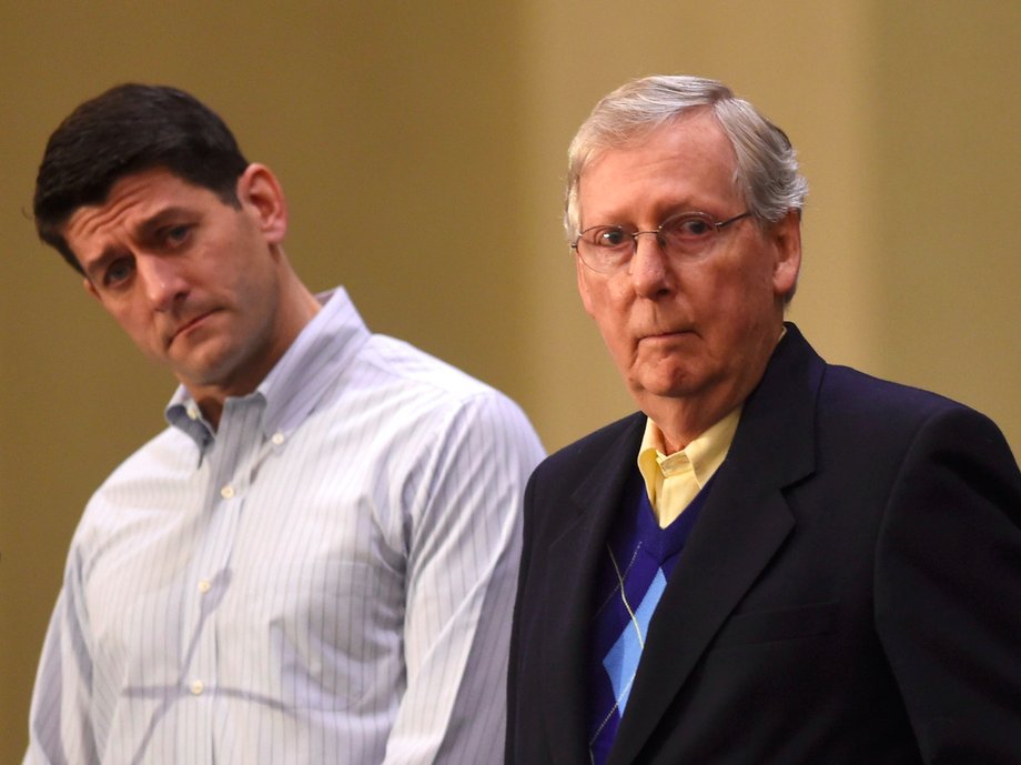 Ryan and Sen. Mitch McConnell during the 2017 "Congress of Tomorrow" Joint Republican Issues Conference in Philadelphia on January 26.