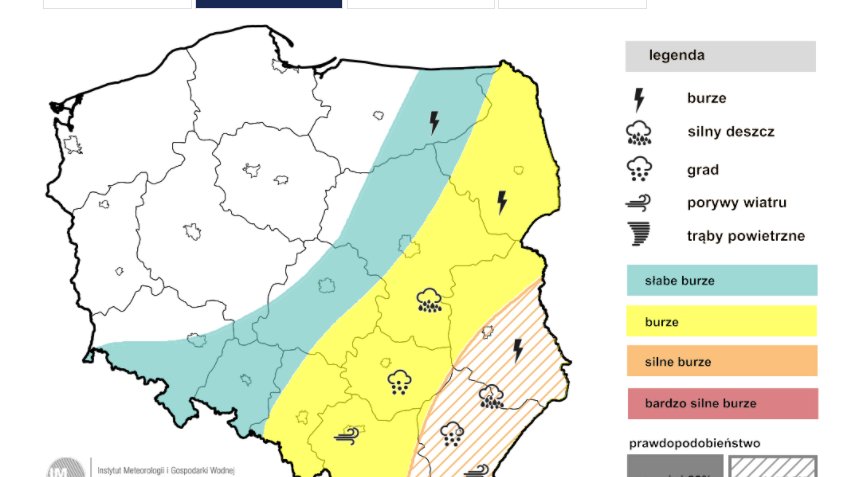 Prognoza burz IMGW na piątek