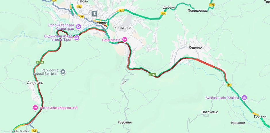 Zlatibor, gužve oko 15.30 časova