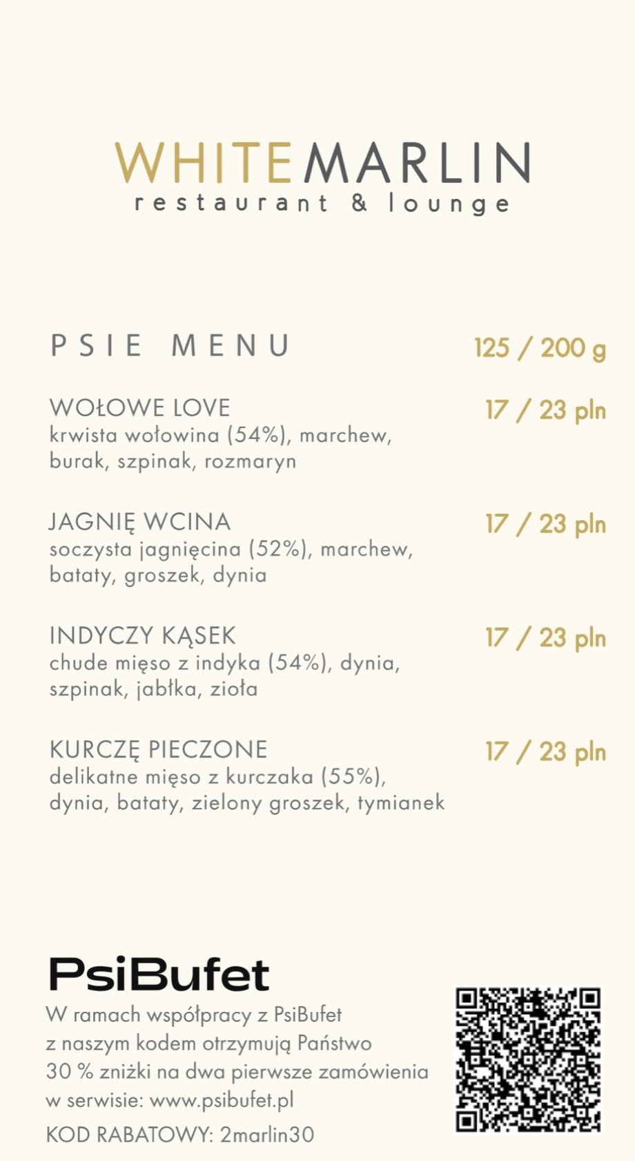 Psie menu w sopockiej restauracji