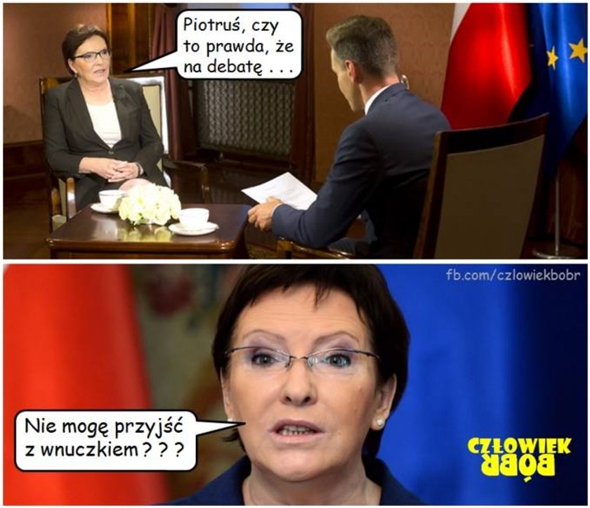 Kopacz i memu z wnuczkiem