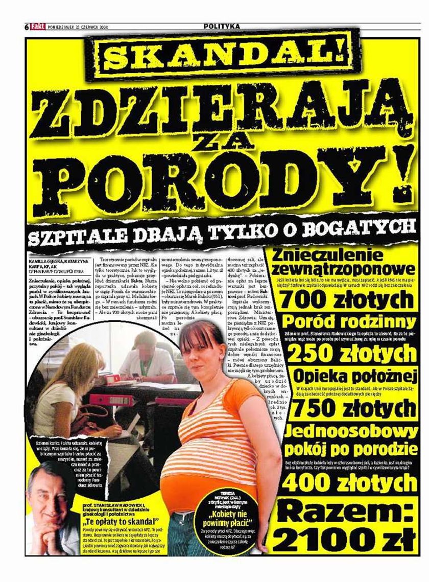 Zdzierają za porody!