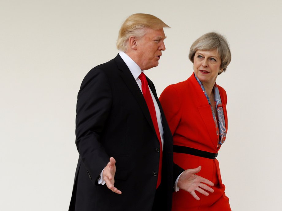 US President Donald Trump with UK Prime Minister Theresa May in Washington.