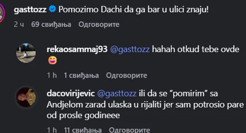 Gastoz isprozivao Daču Virijevića