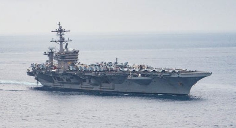 The Nimitz-class aircraft carrier USS Carl Vinson, which just deployed with F-35Cs for the first time.
