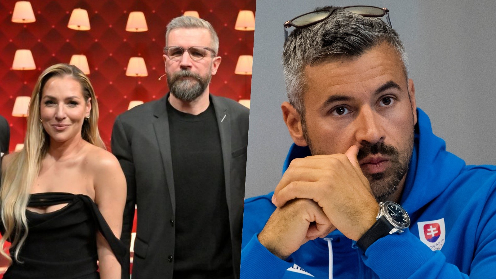 Dominika Cibulková s manželom Michalom Navarom a tréner Peter Likér.