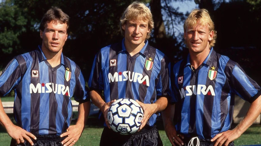 Lotar Mateus, Jirgen Klinsman i Andreas Breme u dresu Intera | Foto: Alessandro Sabattini/Getty Images