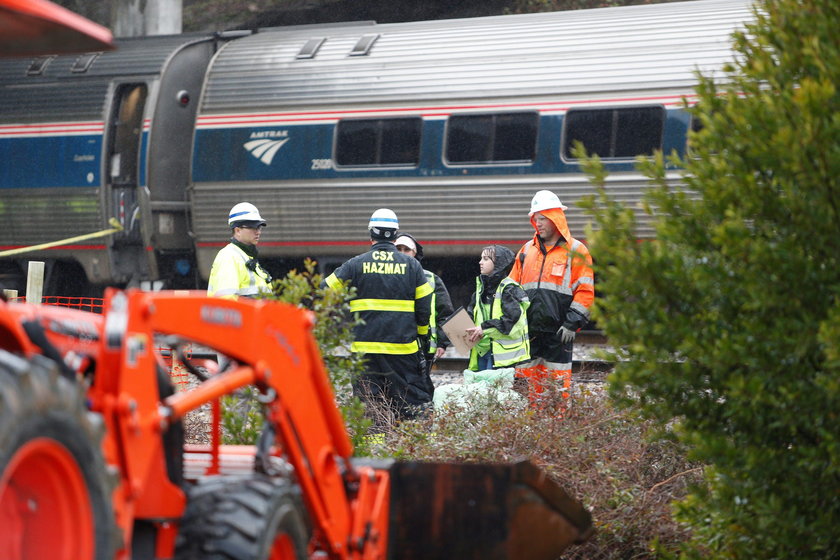 Emergency responders are at the scene after an Amtrak passenger train collided with a freight train 