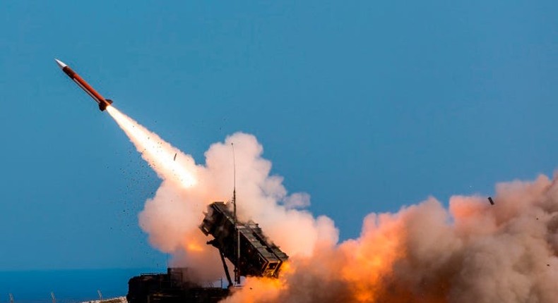 In this image released by the U.S. Department of Defense, German soldiers assigned to Surface Air and Missile Defense Wing 1, fire the Patriot weapons system at the NATO Missile Firing Installation, in Chania, Greece, on Nov. 8, 2017.Sebastian Apel/US Department of Defense, via AP, File