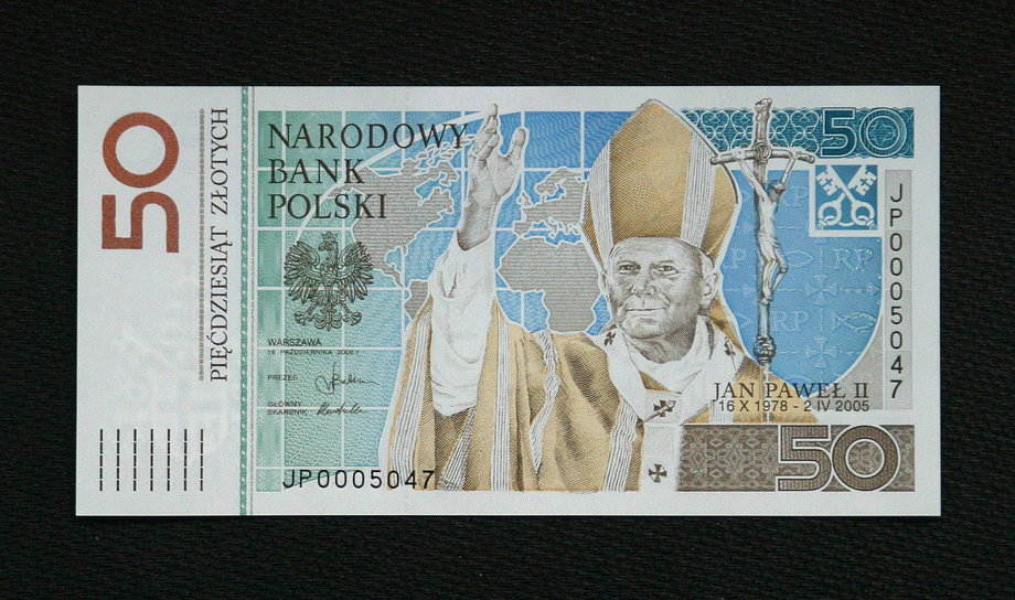 Banknot upamiętniający Jana Pawła II, wyemitowany w 2006 r.
