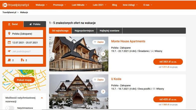 Rezerwacje w serwisie TravelPlanet.pl