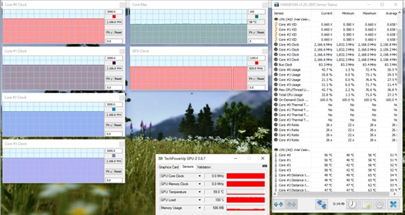 Parametry GPU podczas pracy z maksymalnym obciążeniem (kliknij, żeby powiększyć)