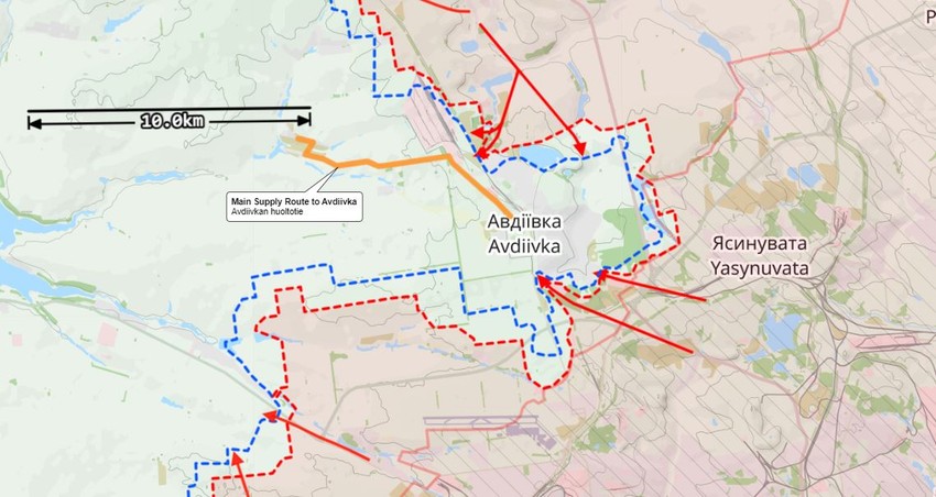 Mapa Avdijevka, 7. februar 2024