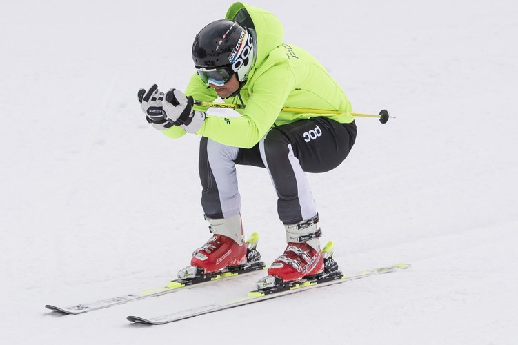 Prezydent RP Andrzej Duda na stoku, podczas Mistrzostw Polski Parlamentarzystów i Samorządowców w narciarstwie alpejskim