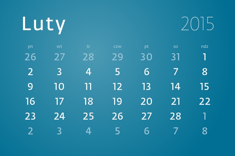 W lutym nie ma dni ustawowo wolnych od pracy