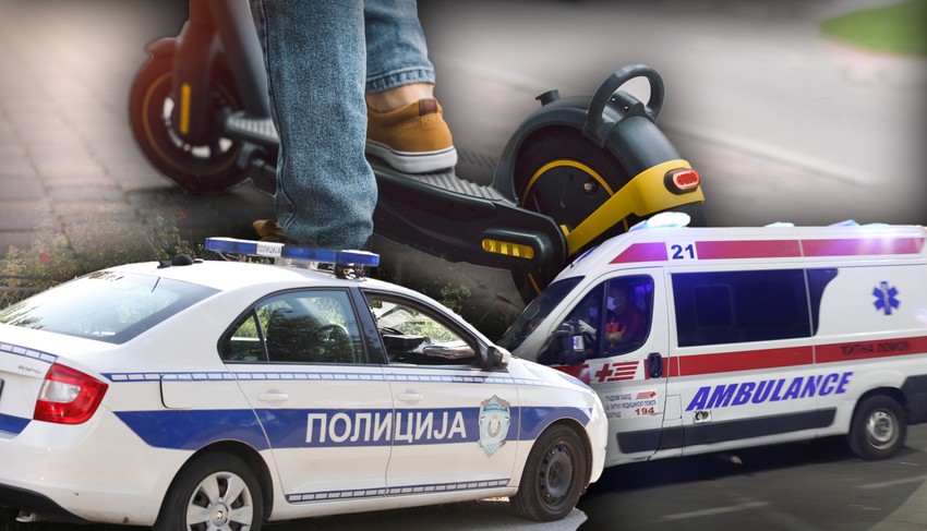 Električni trotinet, Železnik, saobraćajna nesreća