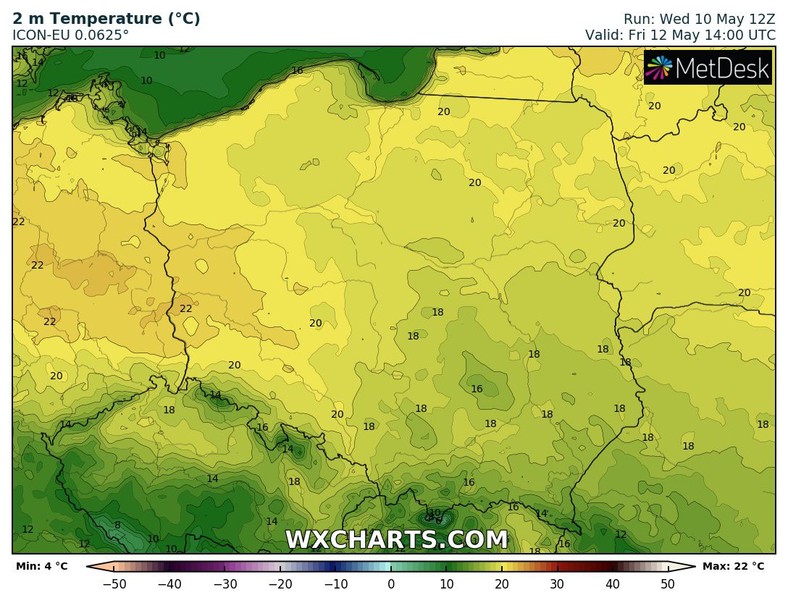 W piątek na zachodzie temperatura wzrośnie do 22 st. C