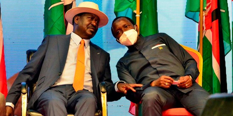 Kalonzo Musyoka and Raila Odinga at a past event