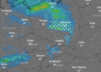 Prognozowana sytuacja o godz. 4 w nocy