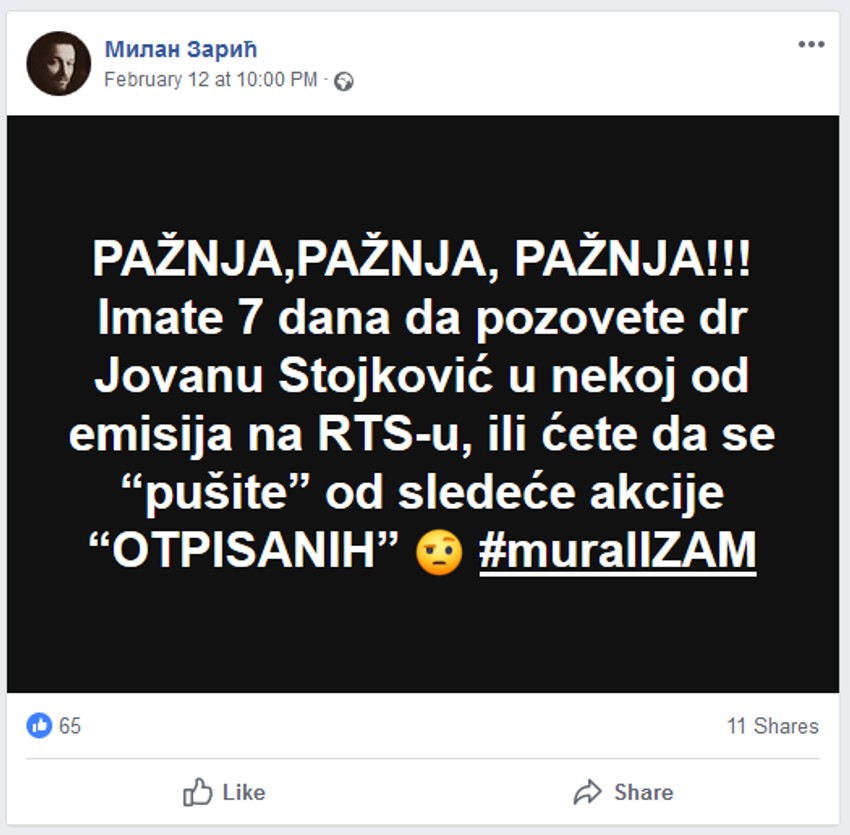 Milan Zarić upućuje nejasne pretnje