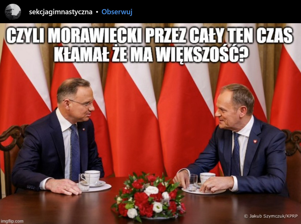 Mem o Andrzeju Dudzie i Donaldzie Tusku
